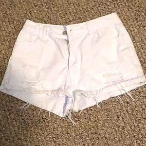 White jean shorts